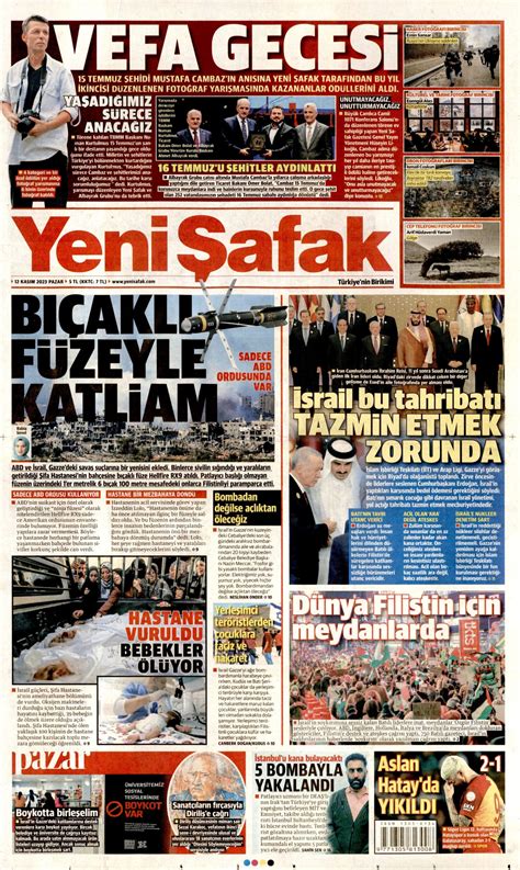 Yeni Şafak Gazetesi Yeni Şafak Manşet Oku Haberler 12 Kasım 2023