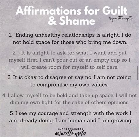 Affirmations For Guilt Shame Overcoming Guilt Shame Quotes