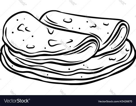 Tortilla Drawn Outline Icon Royalty Free Vector Image