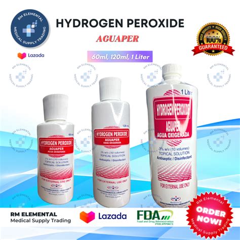 Aguaper Hydrogen Peroxide Aguaper Agua Oxigenada 60ml 120ml 1 Liter Lazada Ph