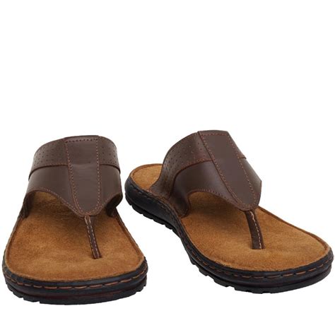 Buy Onfire Mens Leather Toe Post Sandals Brown