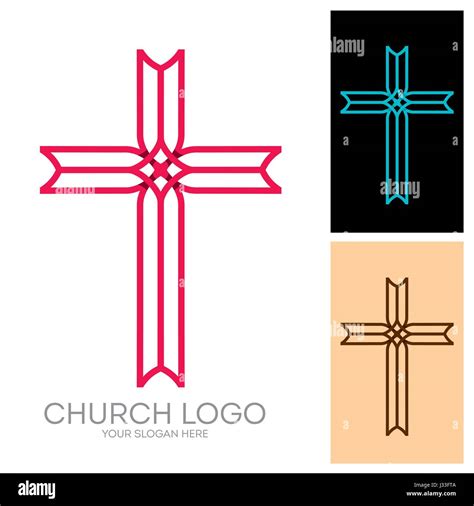 Church Logo Christian Symbols The Cross Of Jesus Christ Stock Vector