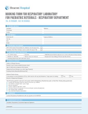 Fillable Online Paediatric Respiratory Referral Form Fax Email Print