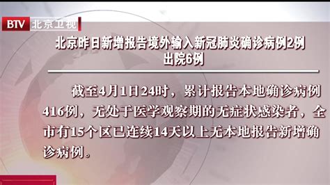 北京4月1日新增报告境外输入新冠肺炎确诊病例2例 出院6例北京时间