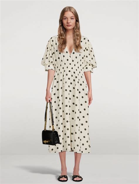 Ganni Re Cut Georgette Smock Dress In Polka Dot Holt Renfrew