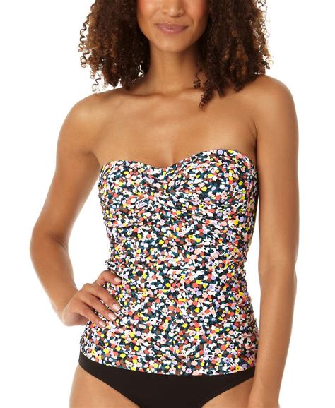 Anne Cole Womens Printed Twist Front Shirred Tankini Top Macys