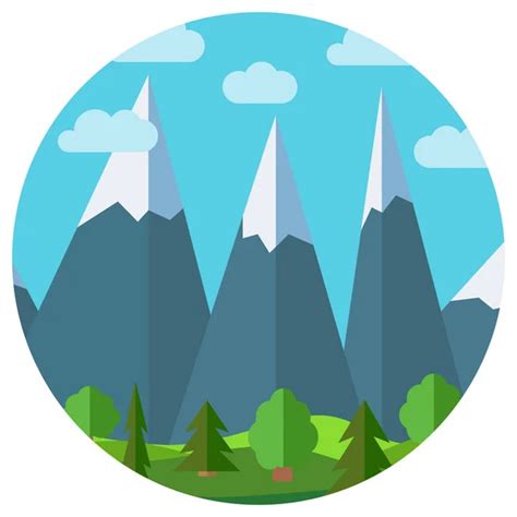 Vector Panoramic Mountain Cartoon Landscape Natural Landscape In The