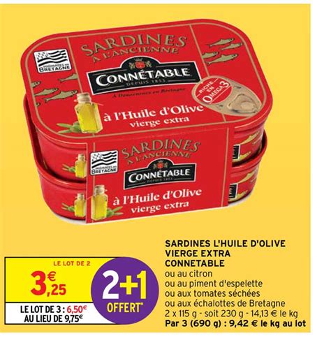 Promo Sardines L Huile D Olive Vierge Extra Connetable Chez Intermarch