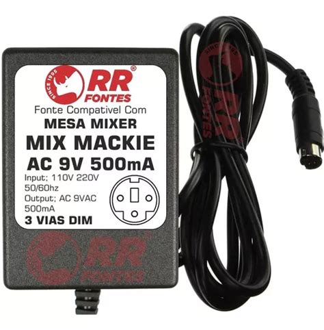 Fonte Ac 9v 500ma 3 Vias Para Mesa De Som Mixer Mackie Mix8