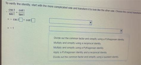 Solved Verify The Identity Csct Cott Sint Tant To Verify Chegg