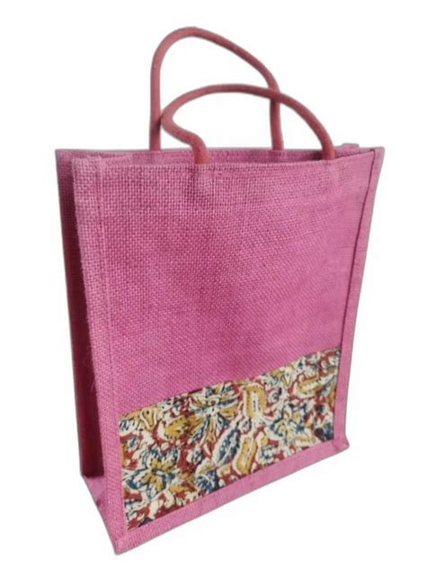 Rope Handle Open Pink Printed Jute Bag Size Dimension X X Inch