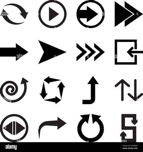 Right Arrow And Arrows Symbols Icon Set Over White Background Silhouette Style Vector