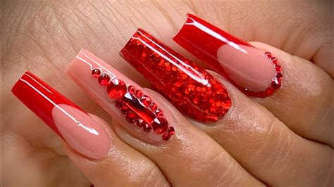 Uñas con tip paso a paso en tono rojo y nude YouTube