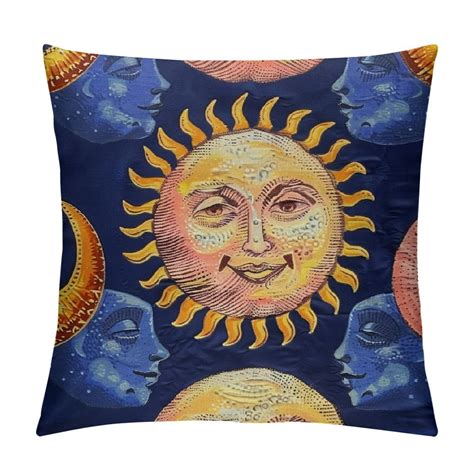 Aristuring Decorative Throw Pillow Covers Moon And Sun Night Cartoon