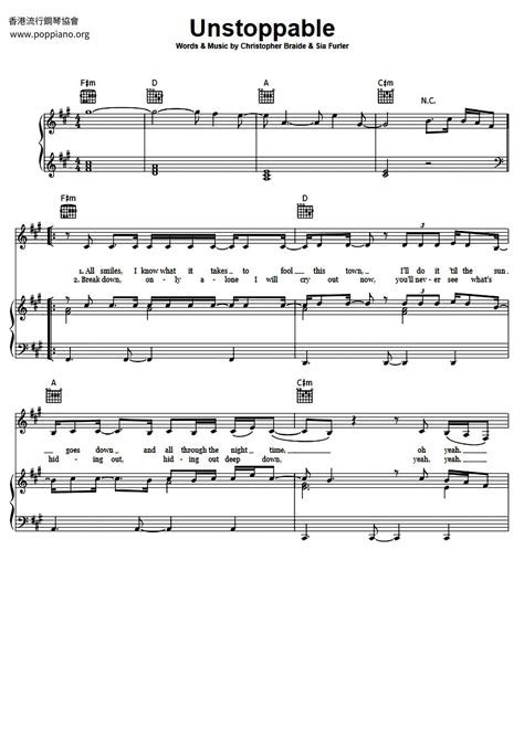 Sia Unstoppable Sheet Music Pdf Free Score Download ★