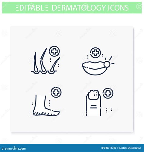 Dermatology Line Icons Set Editable Illustrations Stock Illustration