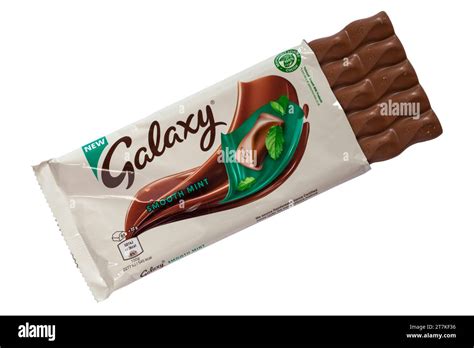 Bar Of New Galaxy Smooth Mint Chocolate Bar Opened To Show Contents