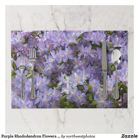 Purple Rhododendron Flowers Floral Paper Placemat Rhododendron Custom