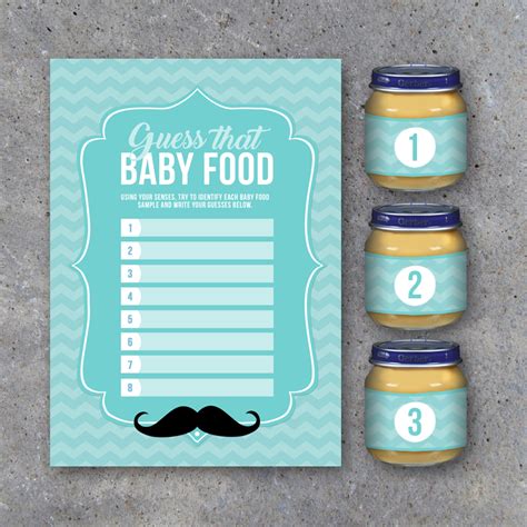 Little Man Baby Shower Guess That Baby Food Game With Baby Food Jar