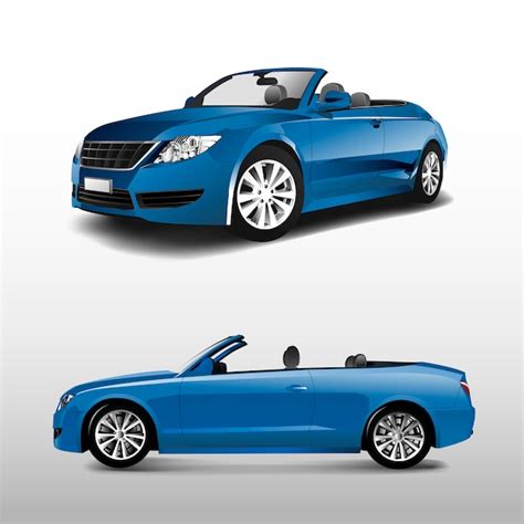 Coche Convertible Azul Aislado En Vector Blanco Vector Gratis