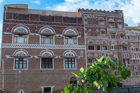 traditional yemeni heritage architecture design details in historic sanaa old town buildings in ...