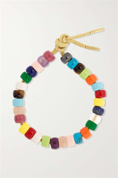 Gold Forte Beads Rainbow Karat Gold And Lurex Multi Stone Bracelet