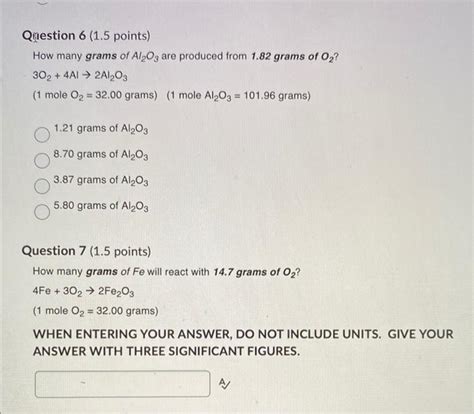 Solved H W Many Moles Of O Will React With Moles Of Fe Chegg