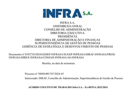 Infra Assinada Ou Infra-assinada - Íntegra do ACT assinado pela Infra S.A., FNTF e sindicatos – Ferrovia ...