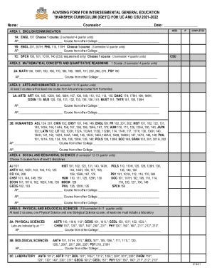 Fillable Online IGETC Advising Sheet Rio Hondo Fax Email Print