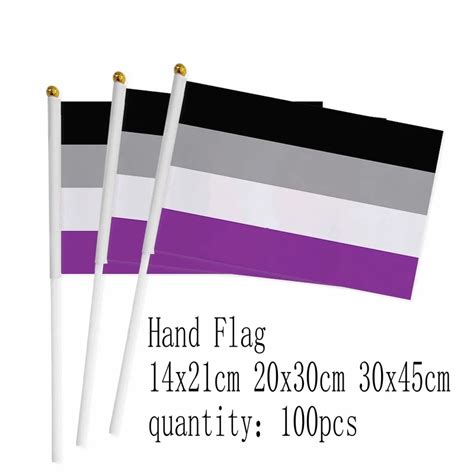 Zwjflagshow Lgbt Hand Flag 14x21cm 100pcs Lgbtqia Ace Community Nonsexuality Asexuality Asexual