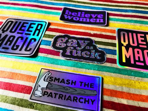 Gay As Fuck Vinyl Sticker Holographic Glitter Queer Sticker Etsy