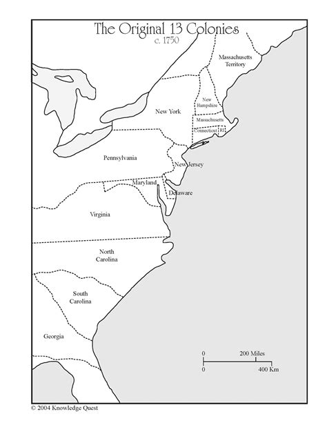 Printable 13 Colonies Map