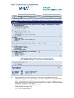 Mini Nutritional Assessment MNA Mini Nutritional Assessment Mna Pdf