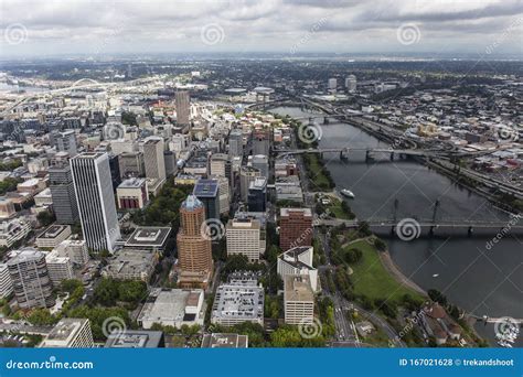 Downtown Portland Oregon Cityscape Aerial Stock Photo Image Of River