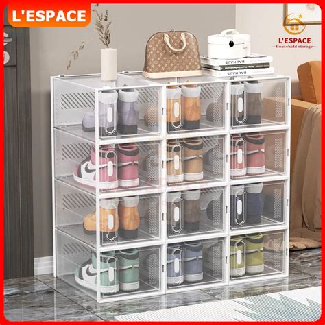 12pcs Shoe Box Shoe Rack Foldable Drawer Case For Dormitory Shoe Storage Organizer Box Shopee