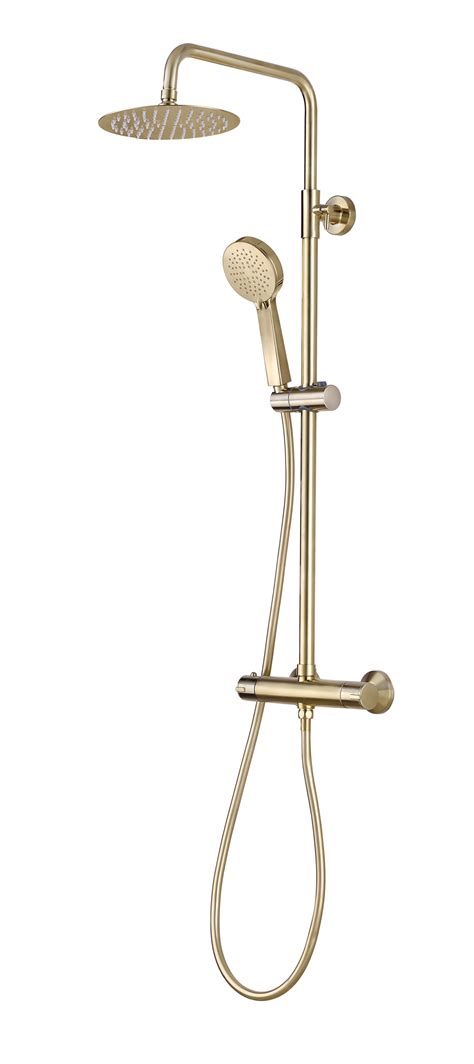 SPEY SERIES 2 BRUSHED BRASS THERMO SHOWER VALVE ROUND HEAD WITH FIXED