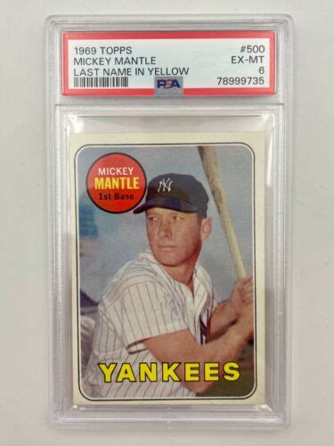 Topps Mickey Mantle Last Name In Yellow Psa Ex Mt