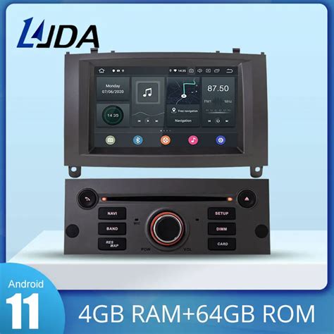 LJDA 1 Din Octa Cores Auto Radio Android 11 Car DVD Player For PEUGEOT