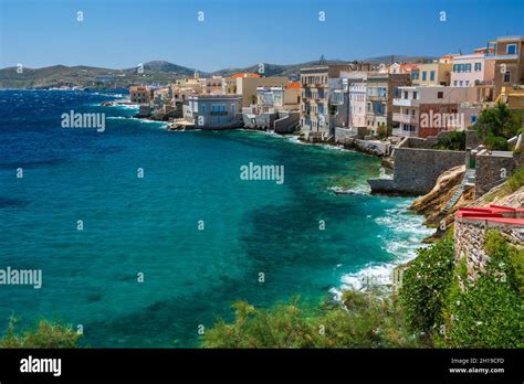 Houses Along The Seaside In Ermoupoli Ermoupoli Siros Island