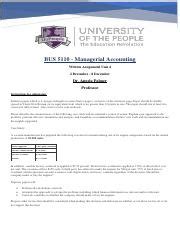 BUS 5110 Managerial Accounting Written Assignment Unit 4 Pdf BUS