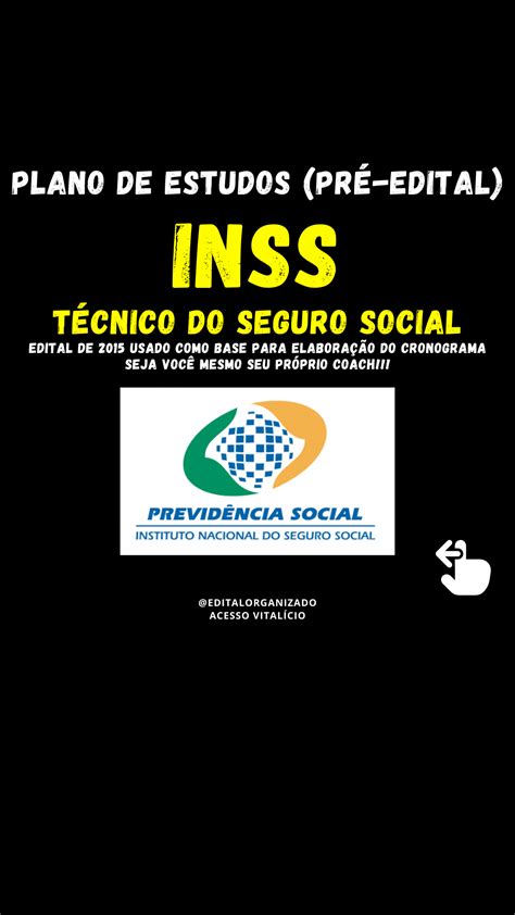 Inss T Cnico Plano De Estudos Edital Organizado Hotmart