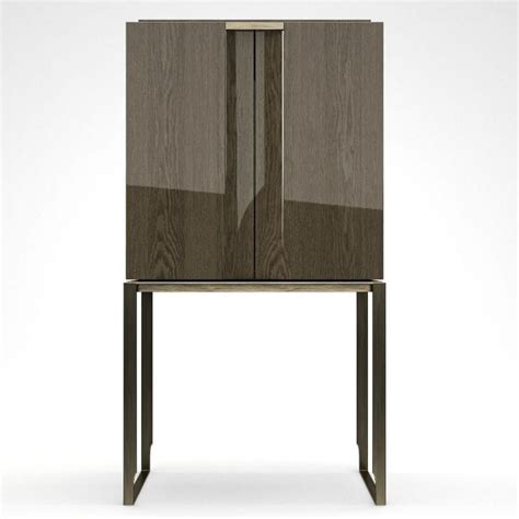 Contemporary Bar Cabinet Paris Hugues Chevalier Metal Leather