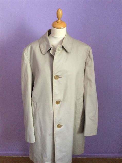 Genuine Aquascutum Mens Aqua 5 Beige Raincoat Mac Chest 46 Size Large