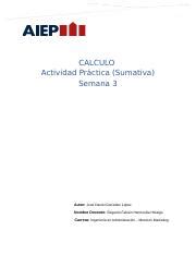 Calculo Semana 3 docx CALCULO Actividad Práctica Sumativa Semana 3