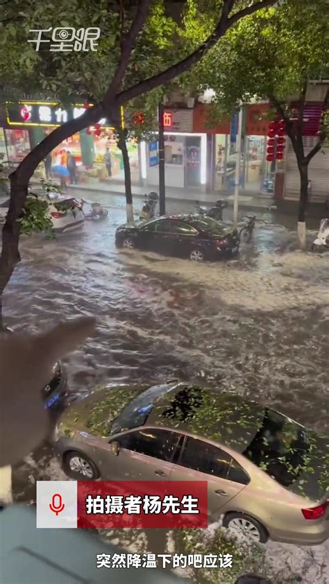 【浙江】丽水突发大冰雹加暴雨街道瞬间成“冰河”，拍摄者：十几厘米厚，大的有荔枝大小