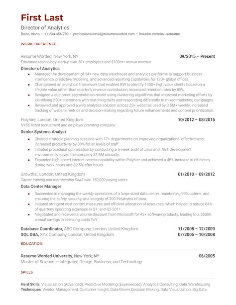 8 Director Of Analytics Resume Examples For 2025 Resume Worded