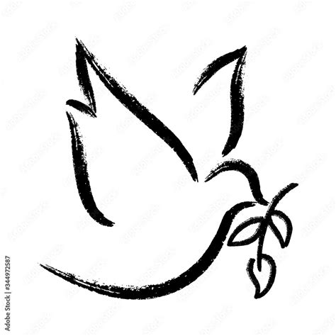 Dove Of Peace With Olive Branch Stock Vector Adobe Stock