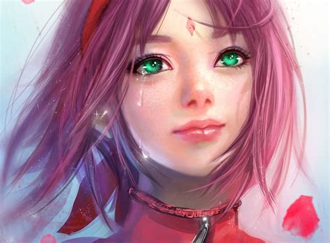 Anime Naruto Green Eyes Tears Pink Hair Sakura Haruno Hd