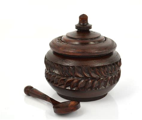 Wood Carving Wooden Carved Salt Cellar With Spoon Salt Box Etsy