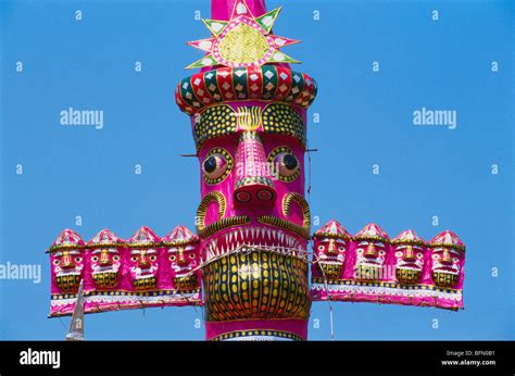 MMN 60843 : Dussera dusera festival ; Ravan statue for Ramleela ; Bombay Mumbai ; Maharashtra ...